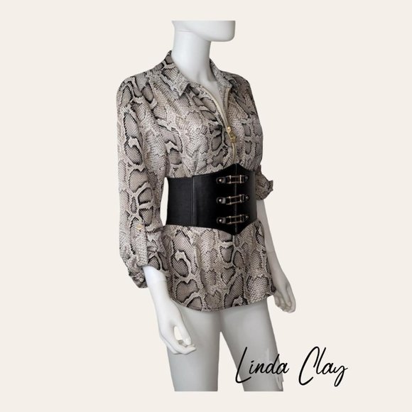 Women Punk Styled Wide Waist Vintage Corset Belt Black Gold - Picture 1 of 4